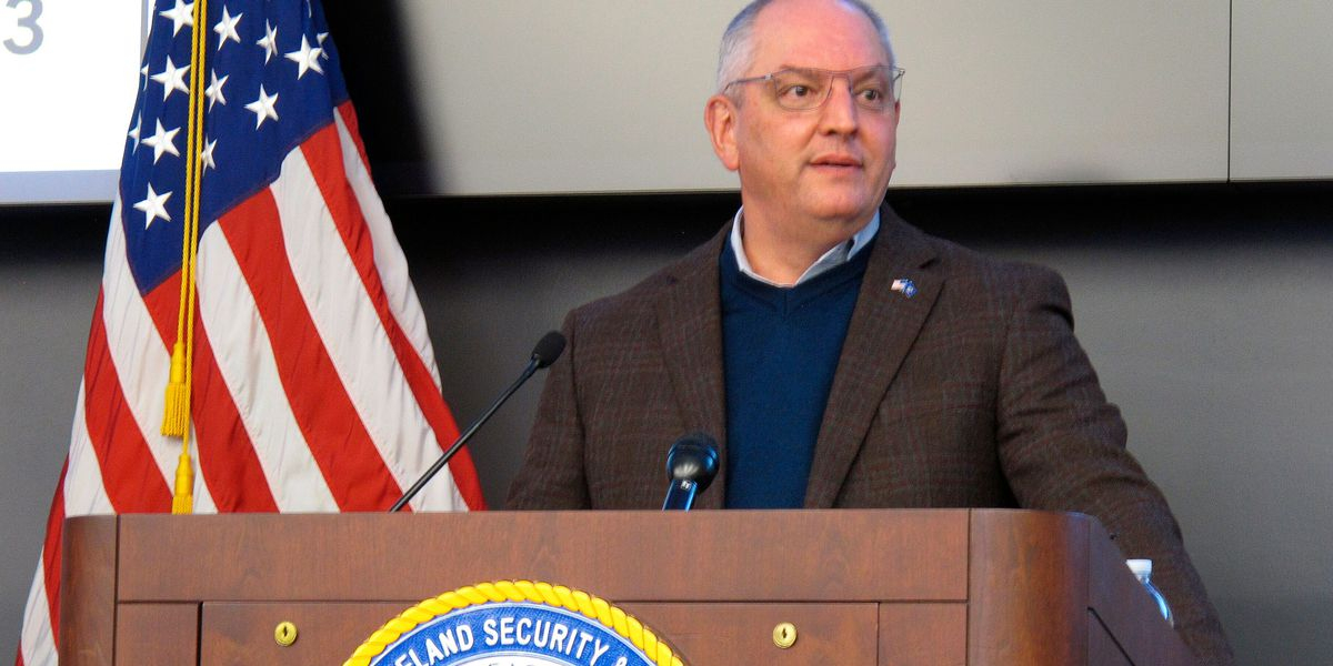 Louisiana Gov. John Bel Edwards speaks about the state's COVID-19 outbreak and vaccination efforts on Tuesday, Jan. 12, 2021, in Baton Rouge, La. (AP Photo/Melinda Deslatte (Source: Melinda Deslatte)